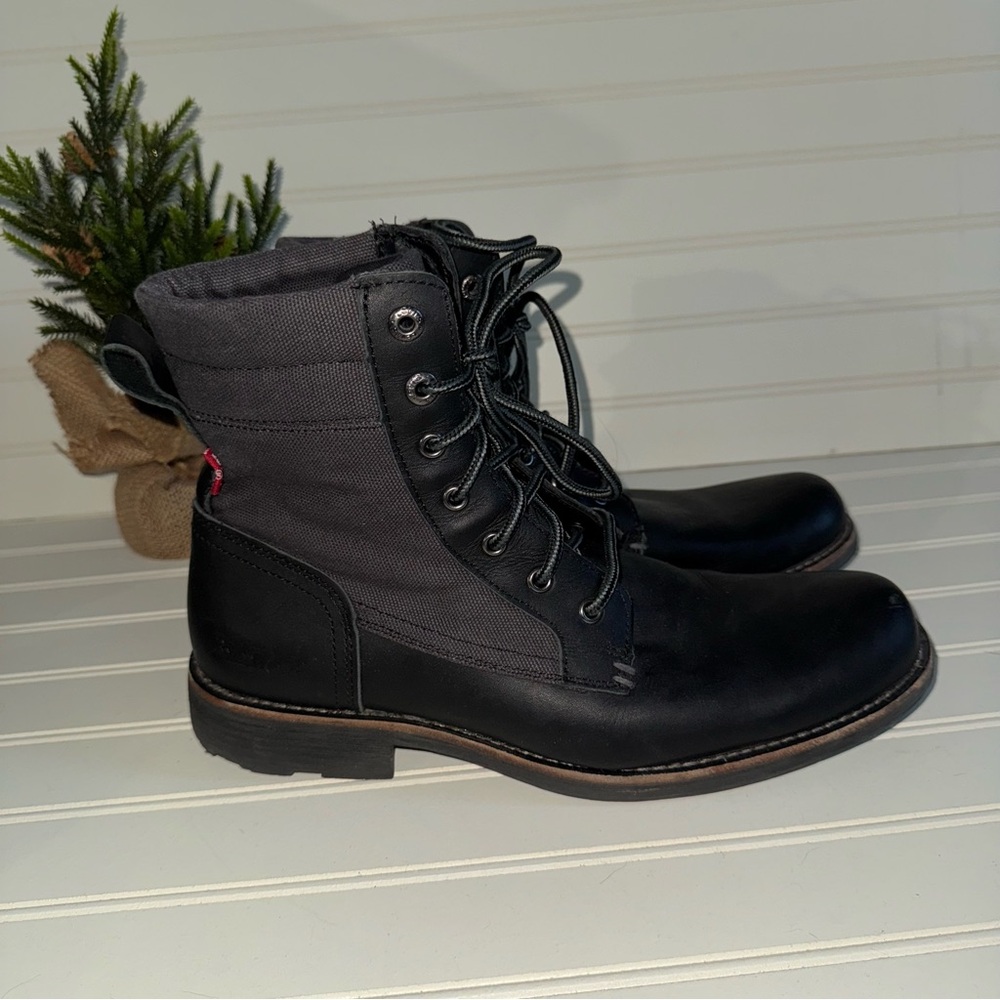 Levis Jax 516571-24A Mens Black Leather Lace Up Casual Dress Boots